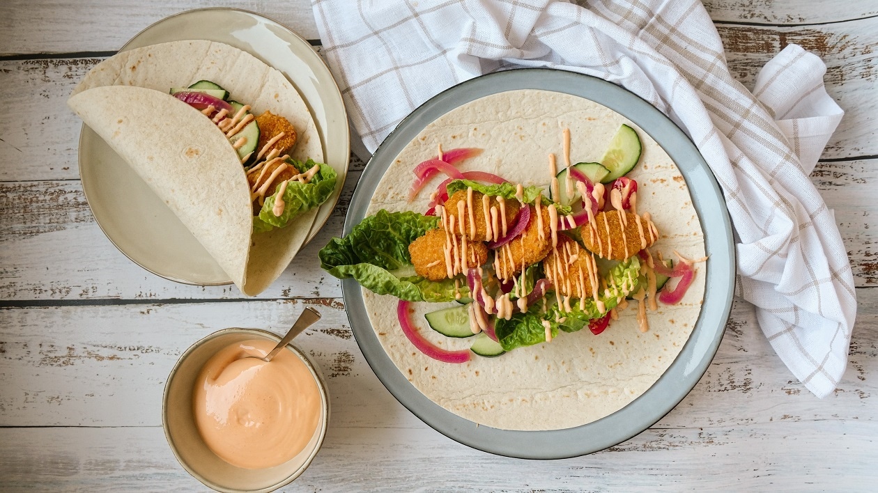 Wrap med NoChicken Nuggets og Sriracha majo – - Oppskrift