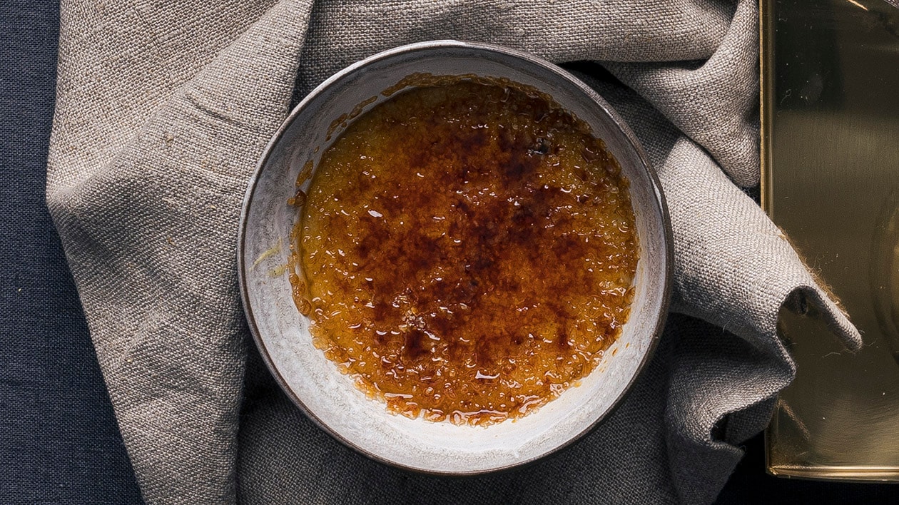 Karamellisert crème brûlée med appelsin og kanel – - Oppskrift
